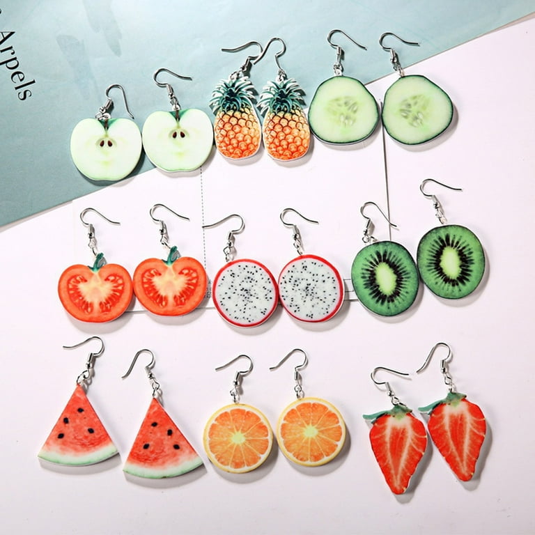 1 Pair of Creative Fruit Shaped Earrings Fashion Ear Dangle Delicate Women Dangler Ear Jewelry Green Cucumber