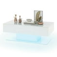 thumbnail image 6 of Demi Bonn Coffee Table, LED Coffee Table, Modern LED Coffee Table with 20 Color LED Lights and 2 Storage Drawers, for Living Room, Reception Room, White, 6 of 7
