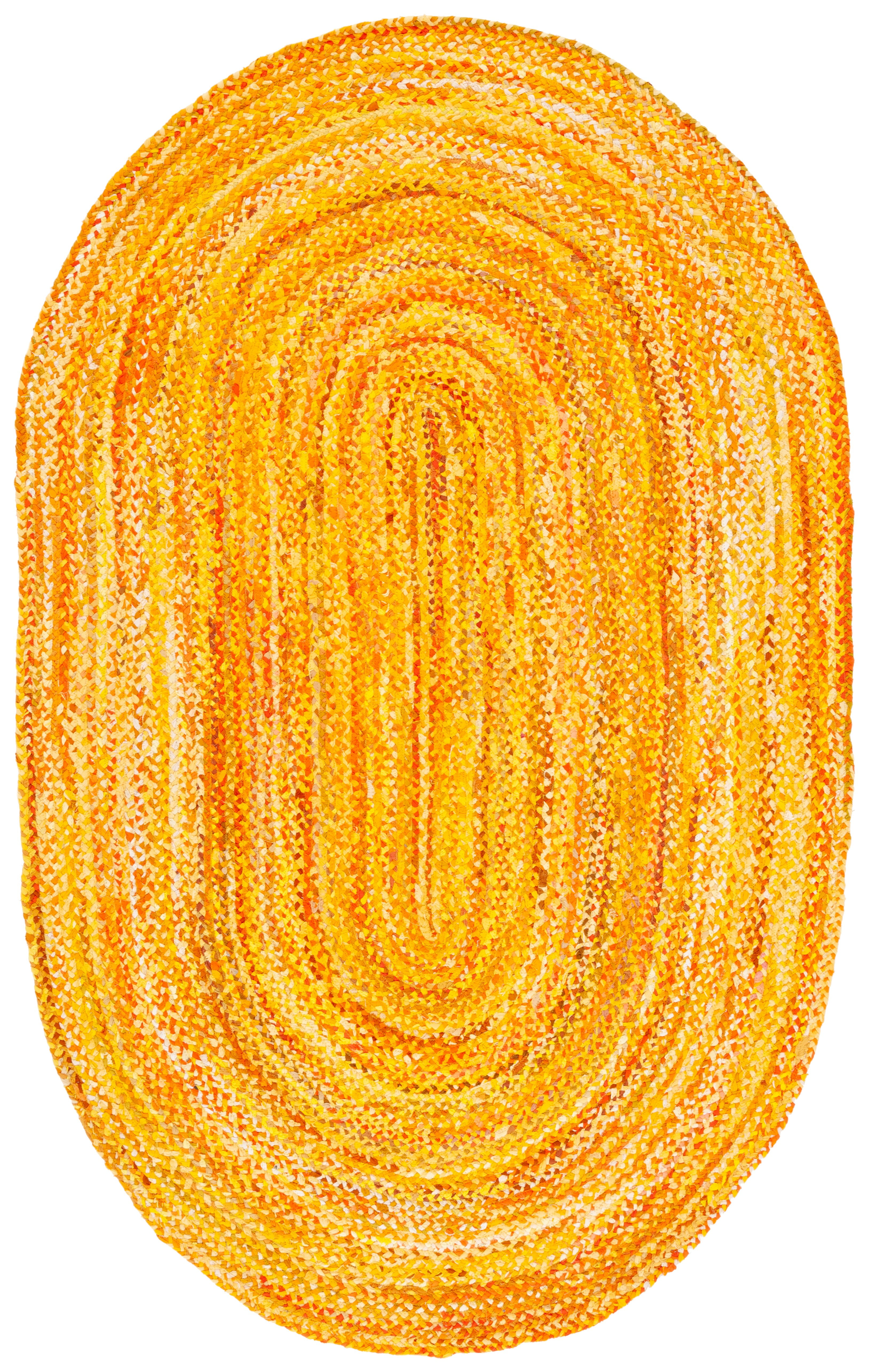 SAFAVIEH Braided Calvin Transitional Cotton Reversible Area Rug, Gold, 6' x 9' Oval