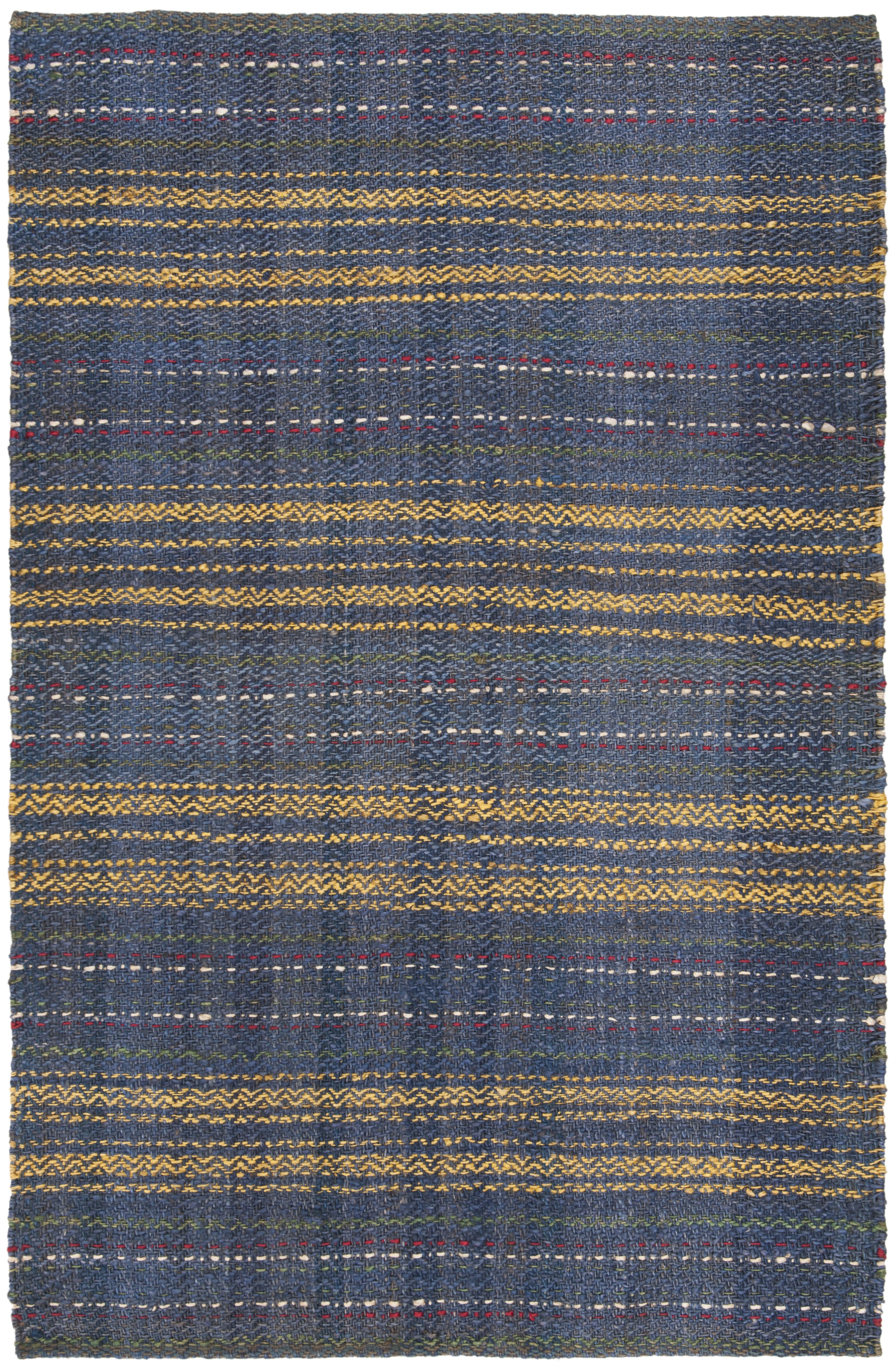 SAFAVIEH Natural Fiber Ombre Striped Jute Area Rug, Blue/Gold, 4' x 6'