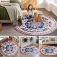 thumbnail image 5 of Round Rugs 6Ft, Red Blue Boho Round Area Rug Washable Indoor Throw Carpet, Southwestern Geometric Ethnic Vintage Soft Non Slip Circle Rug for Office Cabinet Home Decor Aesthetic, 5 of 8
