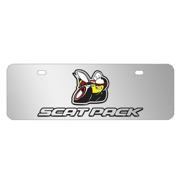 Dodge Scat-Pack in 3D Logo 12" x 4.25" European Look Chrome Half-Size Stainless Steel License Plate