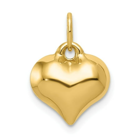 Hollow 14k Gold Sailboat Charm - 14k Yellow Gold Hollow Polished Puffed Heart Charm - .4 Grams - Measures 11.3x14.6mm