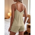 thumbnail image 2 of Anygrew Women Cami Pajama Set Shell Stitch with Shorts V Neck 2 Piece Pj Lounge Set, 2 of 7