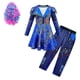 thumbnail image 1 of Blue Audrey Costumes Set Girl Halloween Costumes Kids Party Evie Descendants 3 Mal Cosplay Costumes Dress Pants Wig, 1 of 3