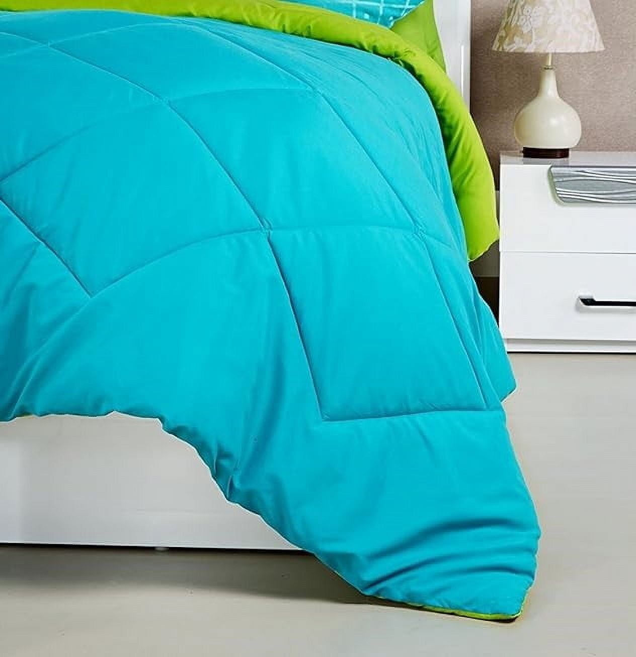 Rian Decor King Size Reversible Comforter - All Season Quilted Down Alternative Bedding Comforter - Winter Summer Fluffy Soft - Machine Washable – Blue/Green