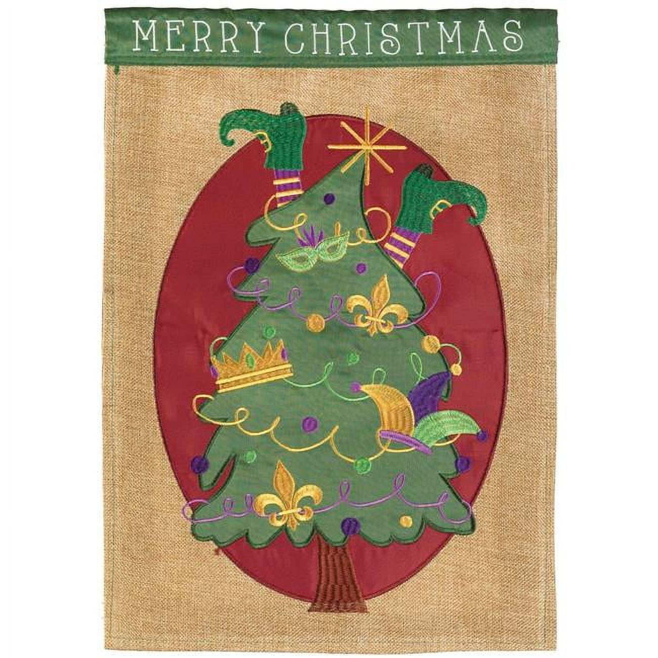 Magnolia Gardens M001709 29 x 42 in. Mardi Gras Merry Christmas Burlap Garden Flag - Large