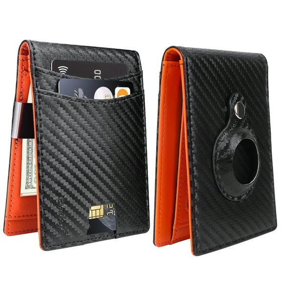 Airtag Wallet-Wallet for Men Slim Larger Capacity with 12 Slots Men's Wallet Minimalist Front Pocket Bifold Leather with ID Window Gift Box