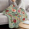 thumbnail image 3 of Sage Green Floral Blanket Soft Cozy Warm Throw Blanket for Couch, Plush Fuzzy Flannel Fleece Blankets for Sofa, Spring Flowers Leaves Farmhouse Bed Blankets Lightweight Gifts for Women, 50"x60", 3 of 9
