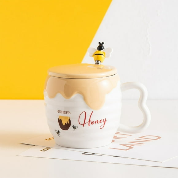 Clearance Creative Ceramic Cup With Cover Cartoon Cute Bee Mug Office Coffee Cup Practical Advertising Gift Cup garlic press for beginners