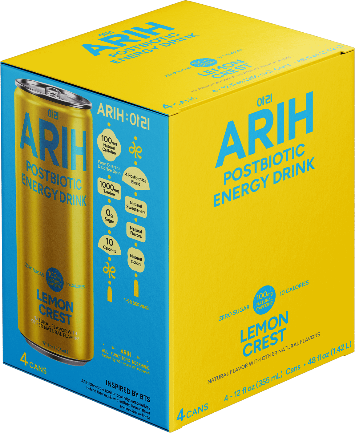 ARIH BTS' Choice Postbiotic Energy Drink Bundle, Multiple Flavors, 16 cans