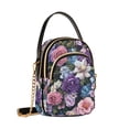 thumbnail image 7 of FORMRS Crossbody Bag for Women Quilted Travel Shoulder Cell Phone Purse with Chain Strap Handbag, Pink and Purple Flowers, 7 of 7