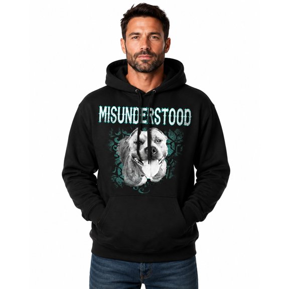 Misunderstood Pit Bull Men's Hoodie Black (Small)