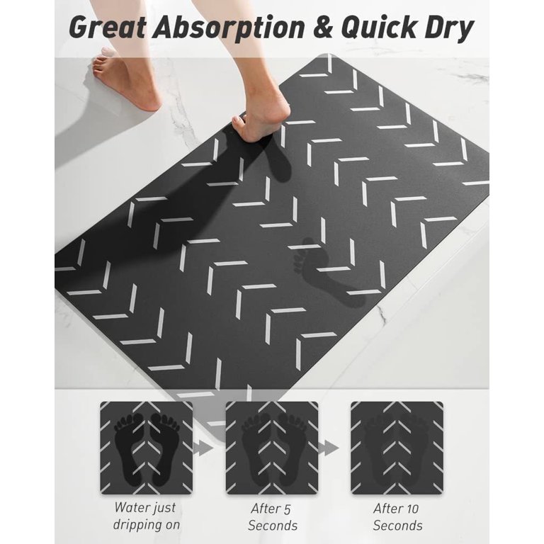 SIXHOME Black Bathroom Rugs Ultra Thin Rubber Non Slip Bath Mat Quick  Absorbent Soft Bathroom Mat Low Profile Waterproof Bath Rug for Bathroom  Shower Tub Mat Fit Under Door Machine Washable 24x35 