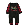thumbnail image 2 of Odeerbi Christmas Pajamas for Family Holiday Plaid Long Sleeve Family Christmas Pajamas Matching Sets Infant Casual Plaid Print Tops Pants Set Two-Piece Sleepwear Xmas PJs Set Black, 2 of 6