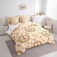 thumbnail image 3 of Manfei Peace and Love Twin Bedding Sets 7-Piece for Teens, Rustic Flower Floral Bedding Comforter Set, Kawaii Cartoon Butterfly Reversible Sheet Sets, Microfiber Bedroom Decor, 3 of 7