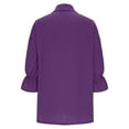 thumbnail image 5 of Ailaofu Linen Shirts for Women 3/4 Sleeve Tops Casual Collar Dressy Blouses Loose Three Quarter Length Tunic Tops, 5 of 6