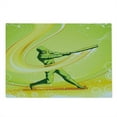 thumbnail image 2 of Baseball Cutting Board, Baseball Player Hits Ball Batter Athlete Pitcher League Team Illustration, Decorative Tempered Glass Cutting and Serving Board, Large Size, Green Yellow, by Ambesonne, 2 of 5