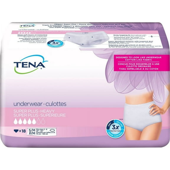 Tena Super Plus Pull On Underwear for Women, Small / Medium, 18 Ct