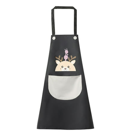 

Apron Adjustable PVC Sleeveless Apron Pocket Strap Cooking Bib Kitchen Accessory Type 2 Black and Gray