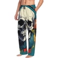 thumbnail image 2 of Yiaed Modern Hip-Hop Skull Print Men's Lounge Pants, Loose PJ Bottoms, Long Pajama Pants for Men-Medium, 2 of 5