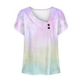 thumbnail image 4 of gakvbuo Summer Tops For Women 2025 Vacation Going Out Tops Women's V-Neck Fashion Casual Printed Button-Up Blouse T-shirt Tops Blouse, 4 of 5