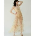 thumbnail image 3 of Fortune Robe Longue en Tulle à Bretelles Spaghetti pour Femmes, Robe en Maille Transparente Plissée, 3 of 7