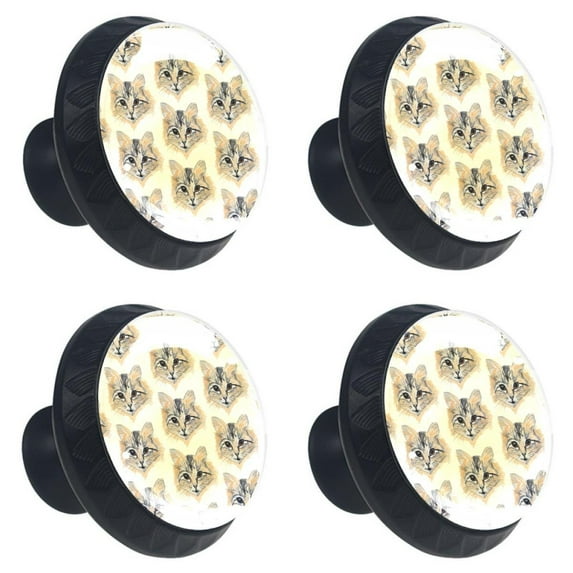 4 Pcs Cats Animal Knobs for Kitchen Cabinet Cupboard Dresser Bookcase Drawer Pulls Handles Round Home Decor