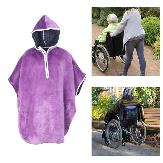 Capa con capucha, Poncho de invierno, capa forrada, reutilizable, Universal, forro , calentador con capucha, cubre cortavientos para , Violeta Yinane Manta para silla de ruedas