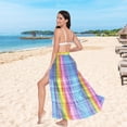 thumbnail image 5 of Women Sarong Wraps Rainbow Checkered Swimsuit Beach Pareo Bikini Coverups Skirt M, 5 of 7