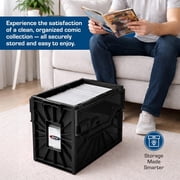 BCW Short Comic Book Bin Black 1 Pack Holds 150 Comics Each Acid Free Heavy Duty Plastic Comic Book Storage Box with Partition
