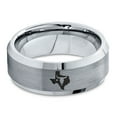 thumbnail image 2 of Tungsten Texas The Lone Star State Longhorn Band Ring 8mm Men Women Comfort Fit Gray Step Bevel Edge Brushed Polished, 2 of 4