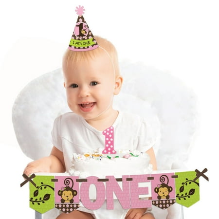 Big Dot Of Happiness Pink Monkey Girl 1st Birthday First