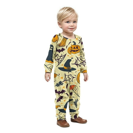 

NT-Einnly Family Matching Halloween Pajamas Sets Long Sleeve Dinosaur Halloween Pajamas Women Pumpkin Skull Ghost Print Pajamas Holiday Warm Sleepwear Pjs Set