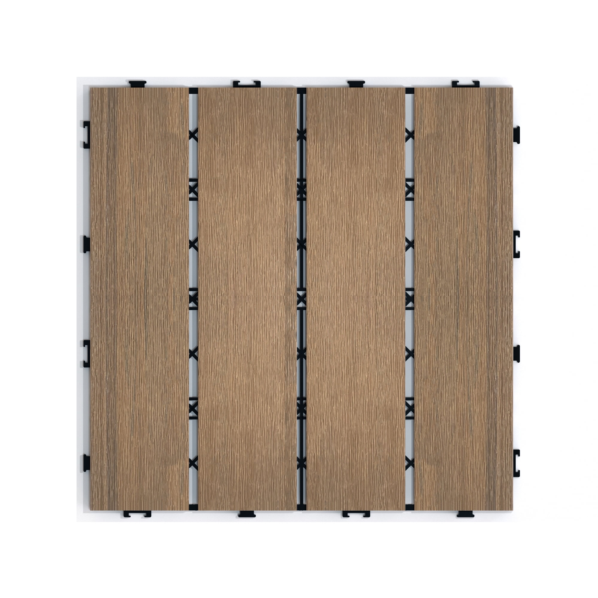 11 Pack 11.8" Oak WPC Interlocking Deck Tiles, Wood-Plastic Composite DIY Patio Floor Tiles, Water Resistant Indoor Outdoor Quick Install Decking Tiles