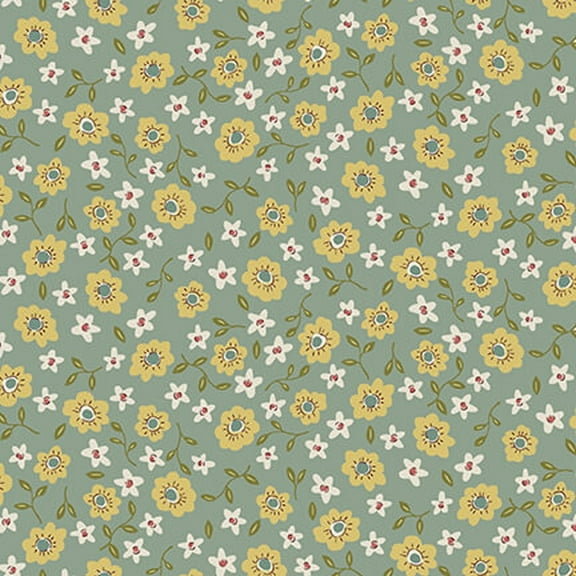 Henry Glass Market Garden Tossed Posies Lt Blue Cotton Fabric By The Yard