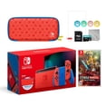 thumbnail image 1 of 2021 New Nintendo Switch Mario Red & Blue Limited Edition with Mario Iconography Carrying Case and Screen Protector Bundle With Hyrule Warriors: Age of Calamity And Mytrix Accessories, 1 of 9