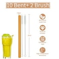 thumbnail image 2 of Reusable Glass Straws, Straight Glass Drinking Straws, 10 Pack with 2 Cleaning Brushes, for Beverages, Shakes, Milk Tea, Juicesstyle:style 3;, 2 of 6