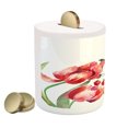 thumbnail image 2 of Watercolor Piggy Bank, Grunge Inspired Botanical Arrangement of Fruits and Flowers Ecology, Ceramic Coin Bank Money Box for Cash Saving, 3.6" X 3.2", Rose Red Jade Green, by Ambesonne, 2 of 4