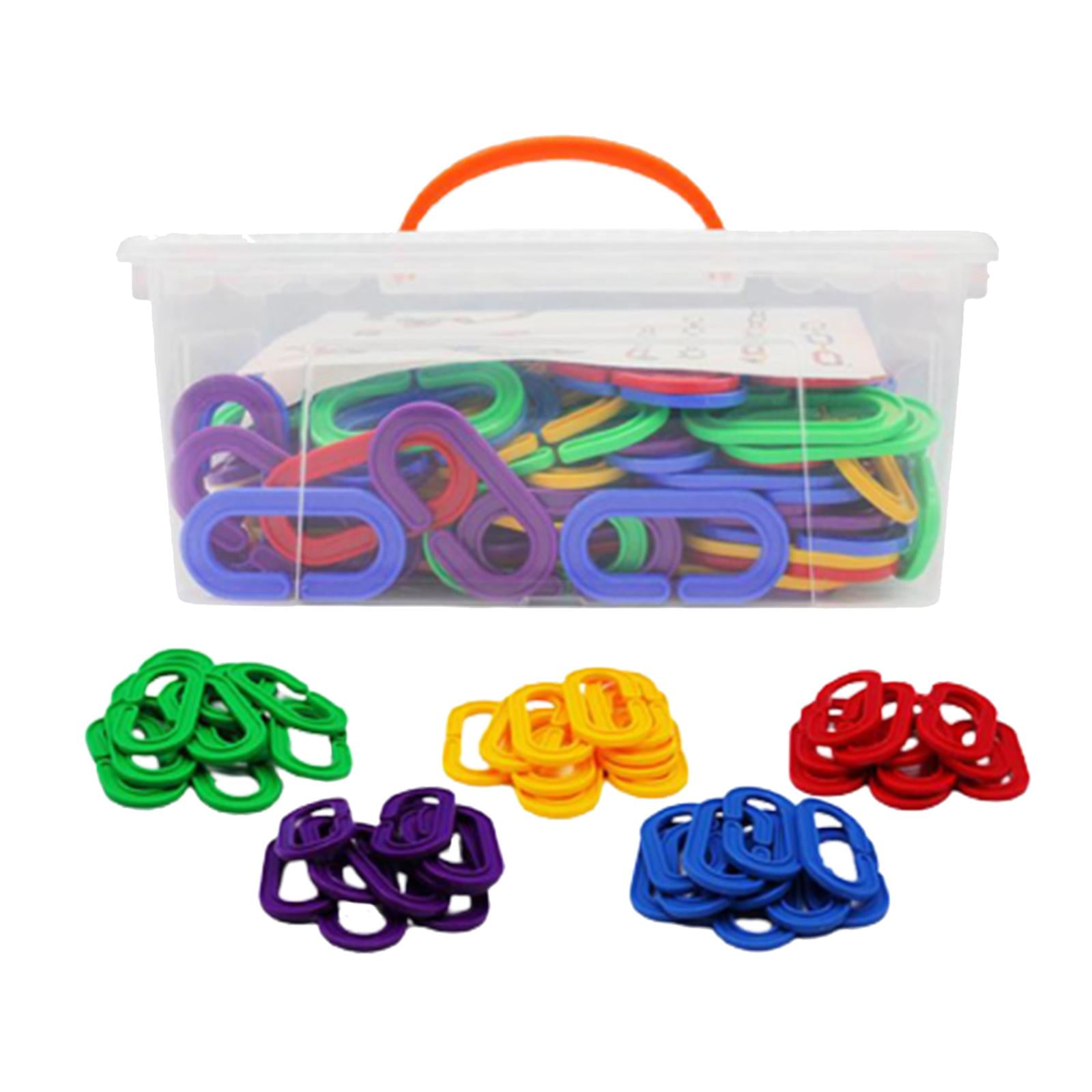 150Pcs Hooks Chain Links Parrot Bird Toy Cage Interchangeable Sensory Toys Colorful Links Rainbow C Links for Preschool Kids Children
