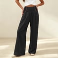 thumbnail image 5 of Bloomae Women's Casual Wide Leg Pants Smocked Elastic High Waist Chic Button Decoration Palazzo Lounge Trousers Loose Comfy Work Business Pants with Pockets, 5 of 5