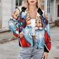 thumbnail image 3 of Jackets for Women Winter Coat Jackets Flannel Stand Collar Jacket(Santa Headphones Christmas Decor,Size:S-4XL), 3 of 7