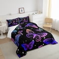 thumbnail image 4 of Erosebridal Pink Blue Butterfly Bedding Set Queen Chic Cute Animal Comforter Set, Sparkling Stars Bedding Comforter Sets Girly Pastel Gradient Duvet Sets, Teal Navy Neon Butterfly Quilted Comforter, 4 of 5