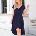 thumbnail image 3 of Women's Dress Short Sleeve Long Maxi Dress V Neck Ruffle Wrap Dresses, 3 of 4