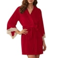 thumbnail image 1 of Lixiuxyad Soft Velvet Cozy Sleep Robe,Red, 1 of 6