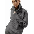 thumbnail image 3 of Women'S Sweaters 2025 Fall Winter Quarter Zip Casual Diamond Knit Pullover Grey M, 3 of 10