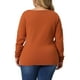 thumbnail image 3 of GRACE & GRANDEUR Suéteres de Pullover Curvy de Talla Grande para Mujeres con Cuello en V Profundo 3X Naranja, 3 of 6