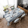 thumbnail image 4 of Blue Sharks Coastal Rectangle Tablecloth, Summer Beach Ocean Nautical Waterproof & StainResistant Tablecloth, Washable Oil-proof Table Cover for Dining/Party/Wedding/Camping/Buffet 52x70 In, 4 of 9