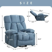 JONPONY Power Lift Recliner Chair Recliners for Elderly with Heat and Massage Recliner Chair for Living Room with Infinite Position and Side Pocket,USB Charge Port,Blue