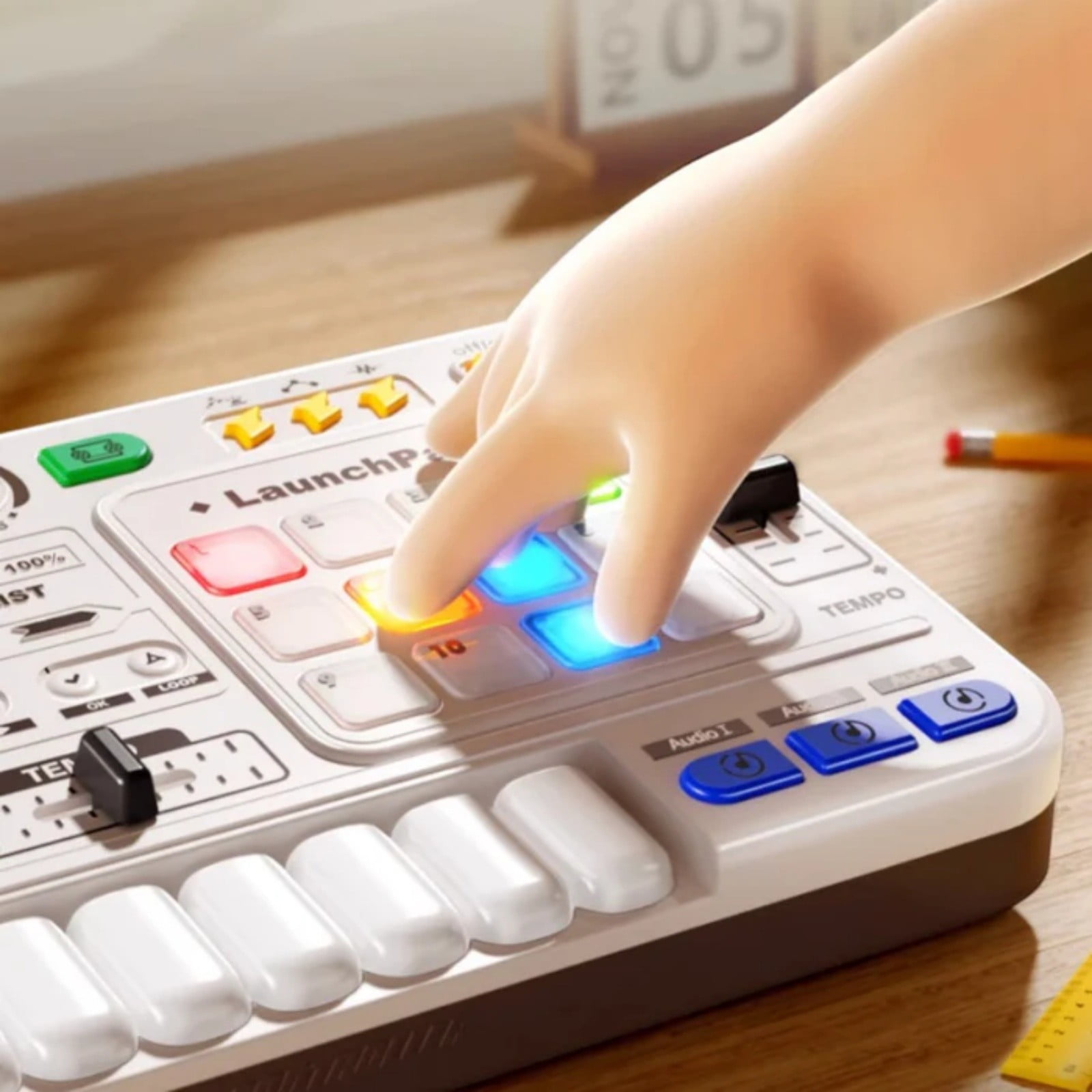 Multifunctional DJ Mixer For Kids With Light Up Buttons And Realistic Sound